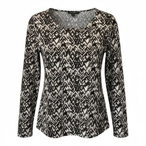 Snakeskin Print Women's Blouse Size Small Mario Serrani Crew Neck Long Sleeve